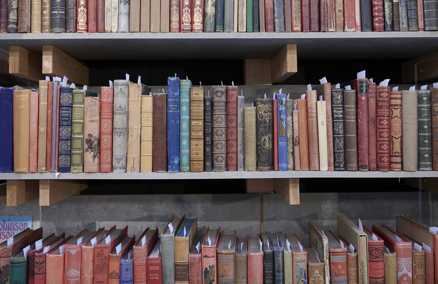 Robinson-Library. Close-up view of bookshelves in the Robinson-Library.