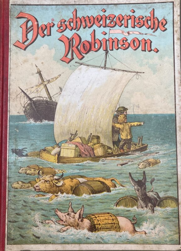 Robinson-Library. Title page of a Swiss Family Robinson from 1893.